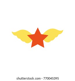 colorful star with wings rock symbol art