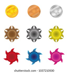 colorful starburst badge shapes, starburst seals, bright