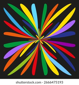 Colorful starburst explosion. Dynamic abstract graphic. Vibrant paint splash. Vector artistic background. EPS 10.