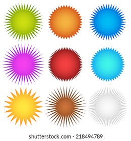 Colorful Starburst, Flash, Badge Set. Vector Illustration #2