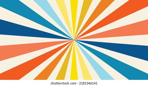 Colorful starburst retro background design. Abstract ray wallpaper.