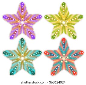 Colorful Starfish Set Isolated. Vector Illustration, EPS10.
