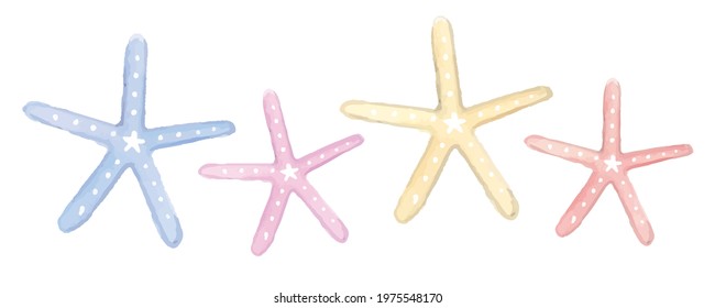 Colorful starfish watercolor vector illustration