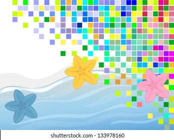 Colorful starfishes - vector