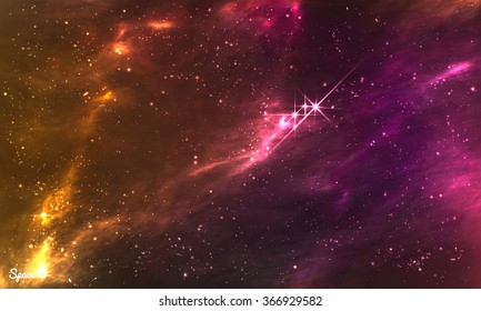 Colorful Starry Outer Space background. Vector illustration for party flyers, posters, print or other design