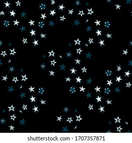 Colorful Starry Stripes in Simple Style. Cute Doodle Pattern. Childish Background for Print, Decoration or Card. Seamless Primitive Stars. Doodle Background with Stars. Seamless Pattern for Children.
