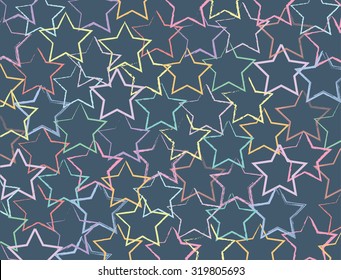 Colorful stars background. Grunge stars pattern. Vector illustration.