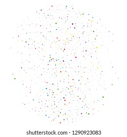 Colorful stars confetti. Background with stars of different scale, centered in the circle. Pattern to create holiday layouts, cards, Wallpapers. Vector illustration
