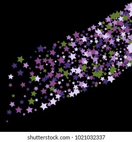 Colorful Stars Confetti, Mystery Sparkling Vector Background. Trendy Glowing Magic Glitter, Lights. Festive Falling Colorful Stars Confetti for Ads, Posters. 
