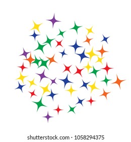 Colorful Stars Confetti, Mystery Sparkling Vector Background. Trendy Glowing Magic Glitter, Lights. Festive Falling Colorful Stars Confetti for Ads, Posters. 
