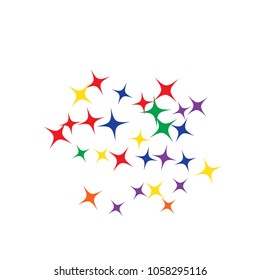Colorful Stars Confetti, Mystery Sparkling Vector Background. Trendy Glowing Magic Glitter, Lights. Festive Falling Colorful Stars Confetti for Ads, Posters. 
