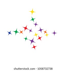 Colorful Stars Confetti, Mystery Sparkling Vector Background. Trendy Glowing Magic Glitter, Lights. Festive Falling Colorful Stars Confetti for Ads, Posters. 
