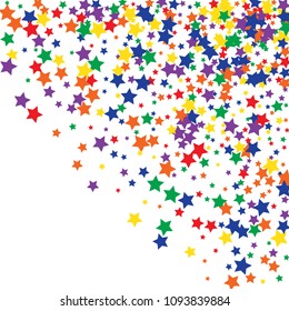 Colorful Stars Confetti, Mystery Sparkling Vector Background. Trendy Glowing Magic Glitter, Lights. Festive Falling Colorful Stars Confetti for Ads, Posters. 
