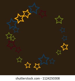 Colorful Stars Confetti, Mystery Sparkling Vector Background. Trendy Glowing Magic Glitter, Lights. Festive Falling Colorful Stars Confetti for Ads, Posters. 
