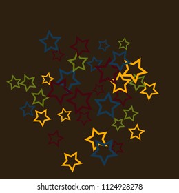 Colorful Stars Confetti, Mystery Sparkling Vector Background. Trendy Glowing Magic Glitter, Lights. Festive Falling Colorful Stars Confetti for Ads, Posters. 
