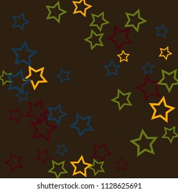 Colorful Stars Confetti, Mystery Sparkling Vector Background. Trendy Glowing Magic Glitter, Lights. Festive Falling Colorful Stars Confetti for Ads, Posters. 
