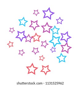 Colorful Stars Confetti, Mystery Sparkling Vector Background. Trendy Glowing Magic Glitter, Lights. Festive Falling Colorful Stars Confetti for Ads, Posters. 
