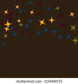 Colorful Stars Confetti, Mystery Sparkling Vector Background. Trendy Glowing Magic Glitter, Lights. Festive Falling Colorful Stars Confetti for Ads, Posters. 