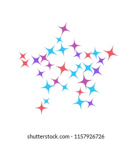 Colorful Stars Confetti, Mystery Sparkling Vector Background. Trendy Glowing Magic Glitter, Lights. Festive Falling Colorful Stars Confetti for Ads, Posters. 