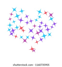 Colorful Stars Confetti, Mystery Sparkling Vector Background. Trendy Glowing Magic Glitter, Lights. Festive Falling Colorful Stars Confetti for Ads, Posters. 