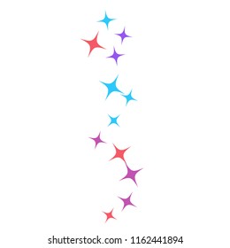 Colorful Stars Confetti, Mystery Sparkling Vector Background. Trendy Glowing Magic Glitter, Lights. Festive Falling Colorful Stars Confetti for Ads, Posters. 