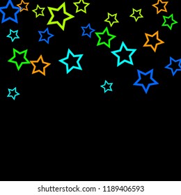 Colorful Stars Confetti, Mystery Sparkling Vector Background. Trendy Glowing Magic Glitter, Lights. Festive Falling Colorful Stars Confetti for Ads, Posters. 
