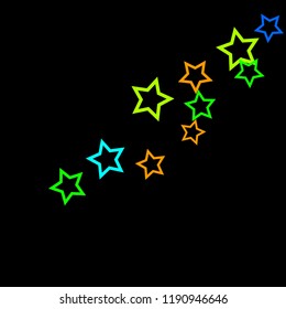Colorful Stars Confetti, Mystery Sparkling Vector Background. Trendy Glowing Magic Glitter, Lights. Festive Falling Colorful Stars Confetti for Ads, Posters. 
