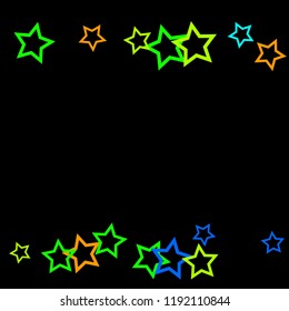 Colorful Stars Confetti, Mystery Sparkling Vector Background. Trendy Glowing Magic Glitter, Lights. Festive Falling Colorful Stars Confetti for Ads, Posters. 
