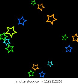 Colorful Stars Confetti, Mystery Sparkling Vector Background. Trendy Glowing Magic Glitter, Lights. Festive Falling Colorful Stars Confetti for Ads, Posters. 
