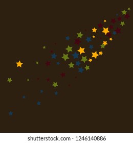 Colorful Stars Confetti, Mystery Sparkling Vector Background. Trendy Glowing Magic Glitter, Lights. Festive Falling Colorful Stars Confetti for Ads, Posters. 