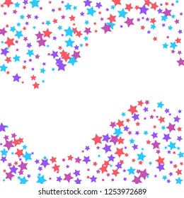 Colorful Stars Confetti, Mystery Sparkling Vector Background. Trendy Glowing Magic Glitter, Lights. Festive Falling Colorful Stars Confetti for Ads, Posters. 