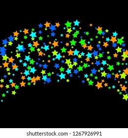 Colorful Stars Confetti, Mystery Sparkling Vector Background. Trendy Glowing Magic Glitter, Lights. Festive Falling Colorful Stars Confetti for Ads, Posters. 
