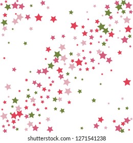 Colorful Stars Confetti, Mystery Sparkling Vector Background. Trendy Glowing Magic Glitter, Lights. Festive Falling Colorful Stars Confetti for Ads, Posters. 
