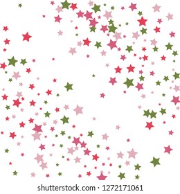 Colorful Stars Confetti, Mystery Sparkling Vector Background. Trendy Glowing Magic Glitter, Lights. Festive Falling Colorful Stars Confetti for Ads, Posters. 
