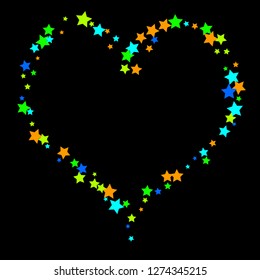 Colorful Stars Confetti, Mystery Sparkling Vector Background. Trendy Glowing Magic Glitter, Lights. Festive Falling Colorful Stars Confetti for Ads, Posters. 
