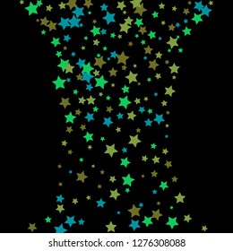 Colorful Stars Confetti, Mystery Sparkling Vector Background. Trendy Glowing Magic Glitter, Lights. Festive Falling Colorful Stars Confetti for Ads, Posters. 
