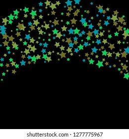 Colorful Stars Confetti, Mystery Sparkling Vector Background. Trendy Glowing Magic Glitter, Lights. Festive Falling Colorful Stars Confetti for Ads, Posters. 
