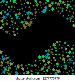Colorful Stars Confetti, Mystery Sparkling Vector Background. Trendy Glowing Magic Glitter, Lights. Festive Falling Colorful Stars Confetti for Ads, Posters. 
