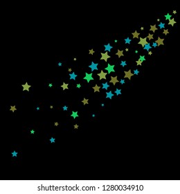 Colorful Stars Confetti, Mystery Sparkling Vector Background. Trendy Glowing Magic Glitter, Lights. Festive Falling Colorful Stars Confetti for Ads, Posters. 
