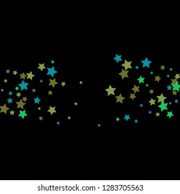 Colorful Stars Confetti, Mystery Sparkling Vector Background. Trendy Glowing Magic Glitter, Lights. Festive Falling Colorful Stars Confetti for Ads, Posters. 
