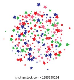 Colorful Stars Confetti, Mystery Sparkling Vector Background. Trendy Glowing Magic Glitter, Lights. Festive Falling Colorful Stars Confetti for Ads, Posters. 
