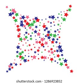 Colorful Stars Confetti, Mystery Sparkling Vector Background. Trendy Glowing Magic Glitter, Lights. Festive Falling Colorful Stars Confetti for Ads, Posters. 
