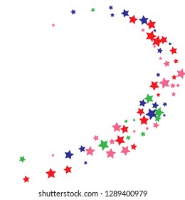 Colorful Stars Confetti, Mystery Sparkling Vector Background. Trendy Glowing Magic Glitter, Lights. Festive Falling Colorful Stars Confetti for Ads, Posters. 
