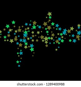 Colorful Stars Confetti, Mystery Sparkling Vector Background. Trendy Glowing Magic Glitter, Lights. Festive Falling Colorful Stars Confetti for Ads, Posters. 
