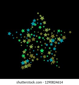 Colorful Stars Confetti, Mystery Sparkling Vector Background. Trendy Glowing Magic Glitter, Lights. Festive Falling Colorful Stars Confetti for Ads, Posters. 
