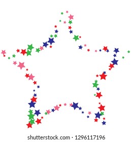 Colorful Stars Confetti, Mystery Sparkling Vector Background. Trendy Glowing Magic Glitter, Lights. Festive Falling Colorful Stars Confetti for Ads, Posters. 