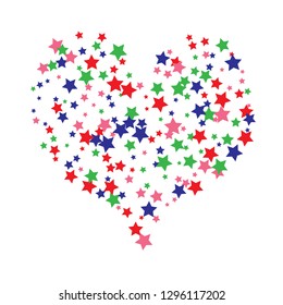 Colorful Stars Confetti, Mystery Sparkling Vector Background. Trendy Glowing Magic Glitter, Lights. Festive Falling Colorful Stars Confetti for Ads, Posters. 