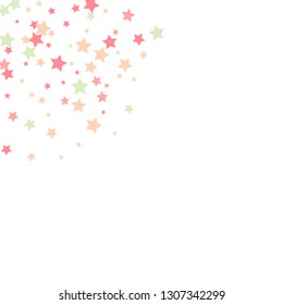 Colorful Stars Confetti, Mystery Sparkling Vector Background. Trendy Glowing Magic Glitter, Lights. Festive Falling Colorful Stars Confetti for Ads, Posters. 

