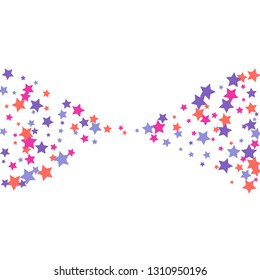 Colorful Stars Confetti, Mystery Sparkling Vector Background. Trendy Glowing Magic Glitter, Lights. Festive Falling Colorful Stars Confetti for Ads, Posters. 
