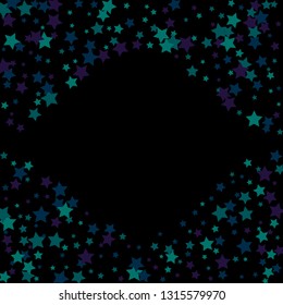 Colorful Stars Confetti, Mystery Sparkling Vector Background. Trendy Glowing Magic Glitter, Lights. Festive Falling Colorful Stars Confetti for Ads, Posters. 

